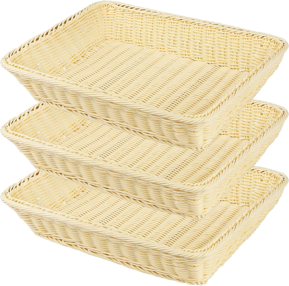GNIEMCKIN 3 PCS 16 Inch Wicker Bread Basket, Woven Serving Basket for Restaur...