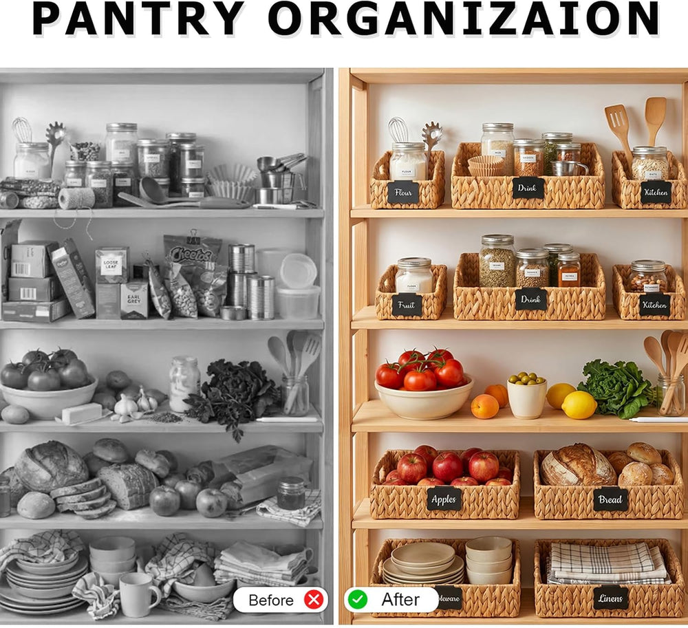 Pantry Baskets for Organizing,Wicker Storage Bins,3 Pack,Natural