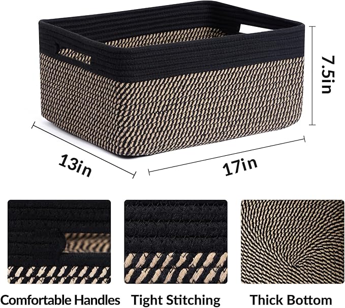 Large Storage Baskets for Organizing, Closet Shelf Baskets for Clothes Blanke...