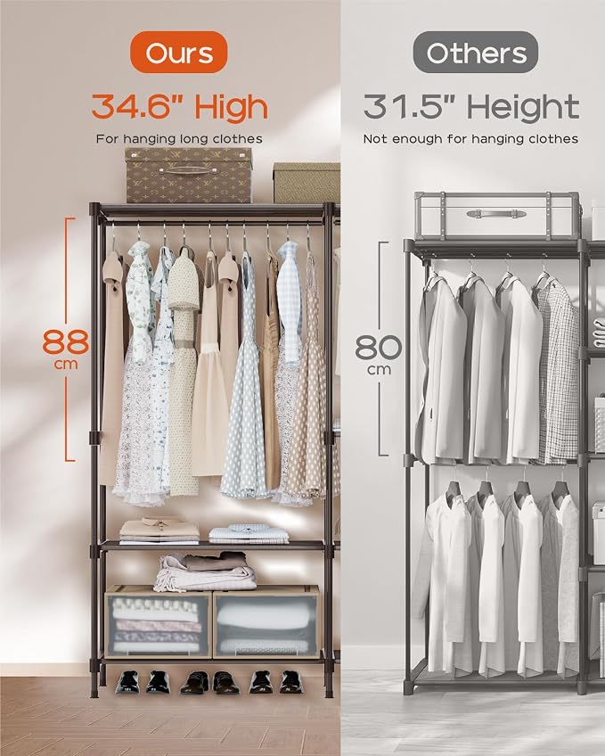 Clothes Rack, Portable Closet, 44.9 Inch Large Capacity Wardrobe Closet