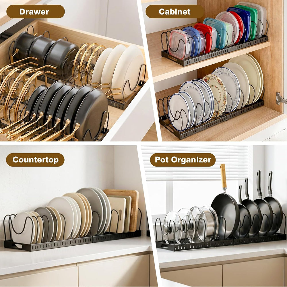 NomNest 2PACK Expandable (12"-24") Pots and Pans Organizer Under Ca...