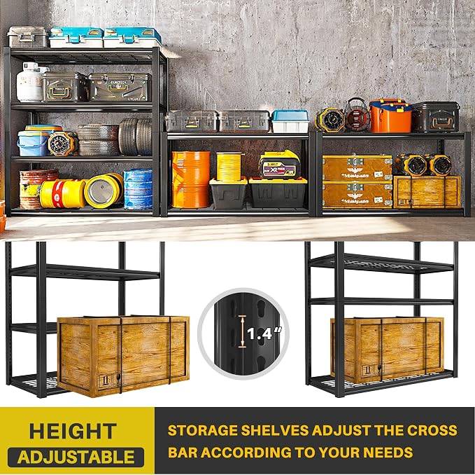 REIBII 40" W Garage Shelving 2240 LBS Storage Shelves Adjustable Heavy Duty