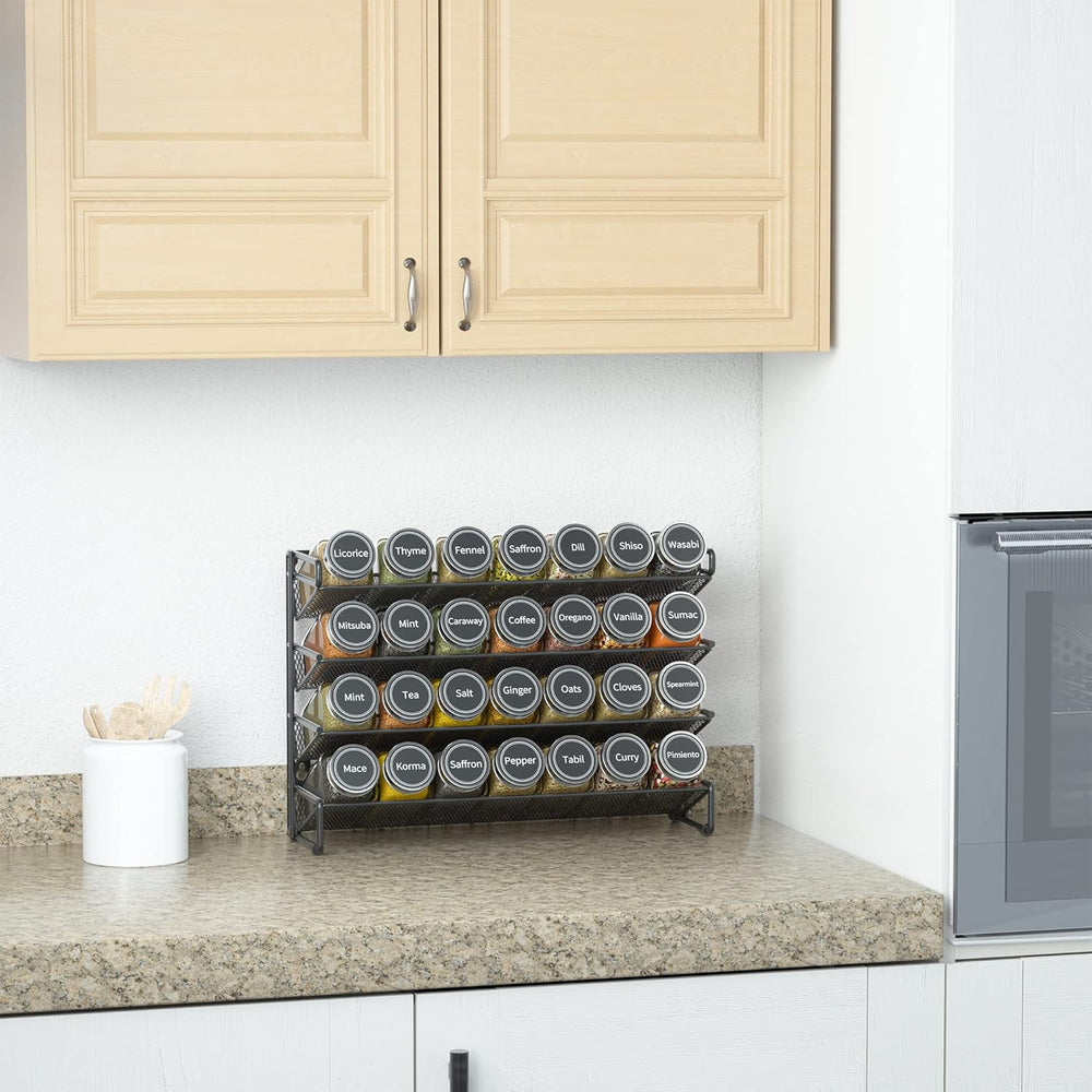 SpaceAid Spice Rack Organizer with 28 Spice Jars, 386 Spice Labels, Chalk Mar...