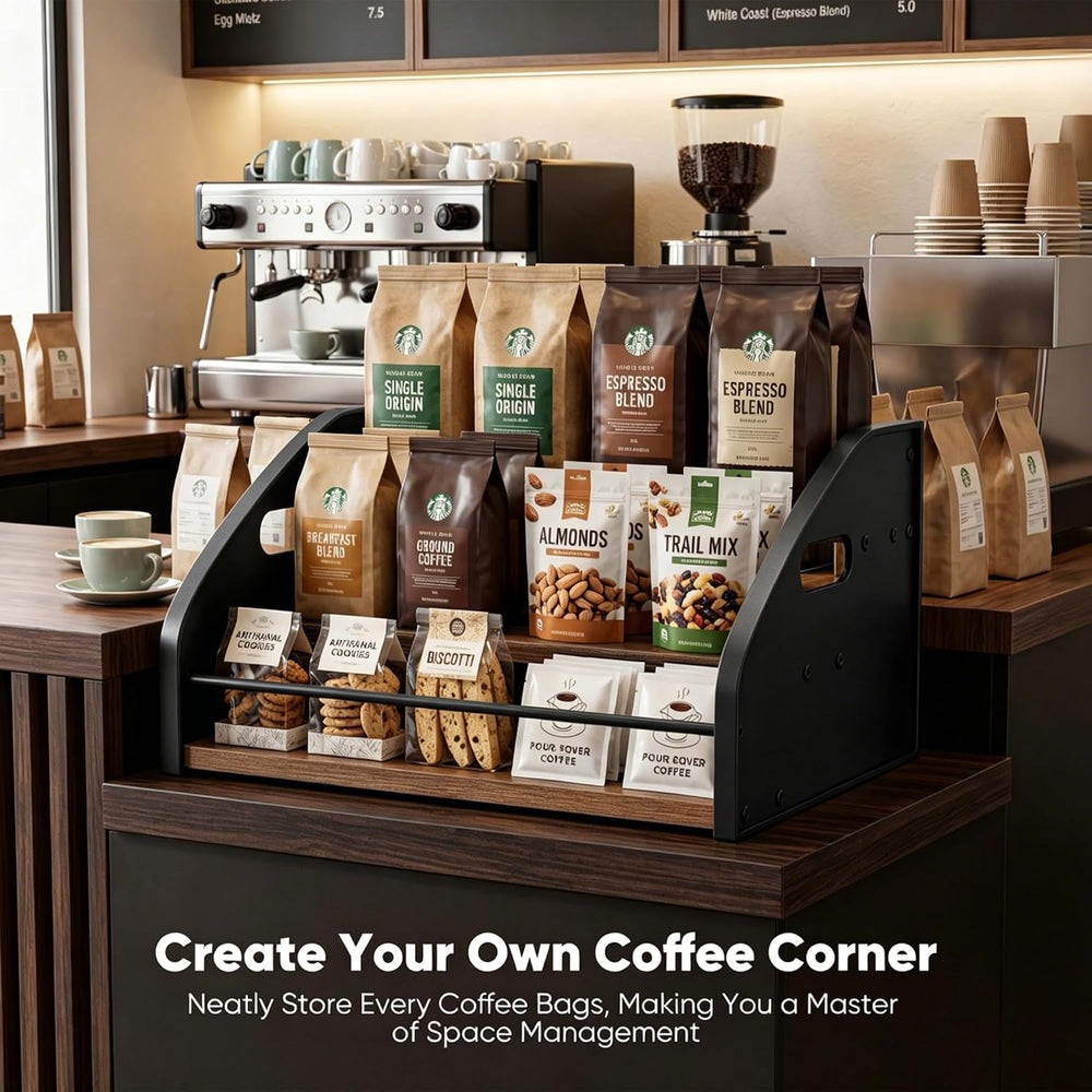 3-Tier Coffee Syrup Rack with Easy-Carry Handles | Retro Large Countertop Bot...