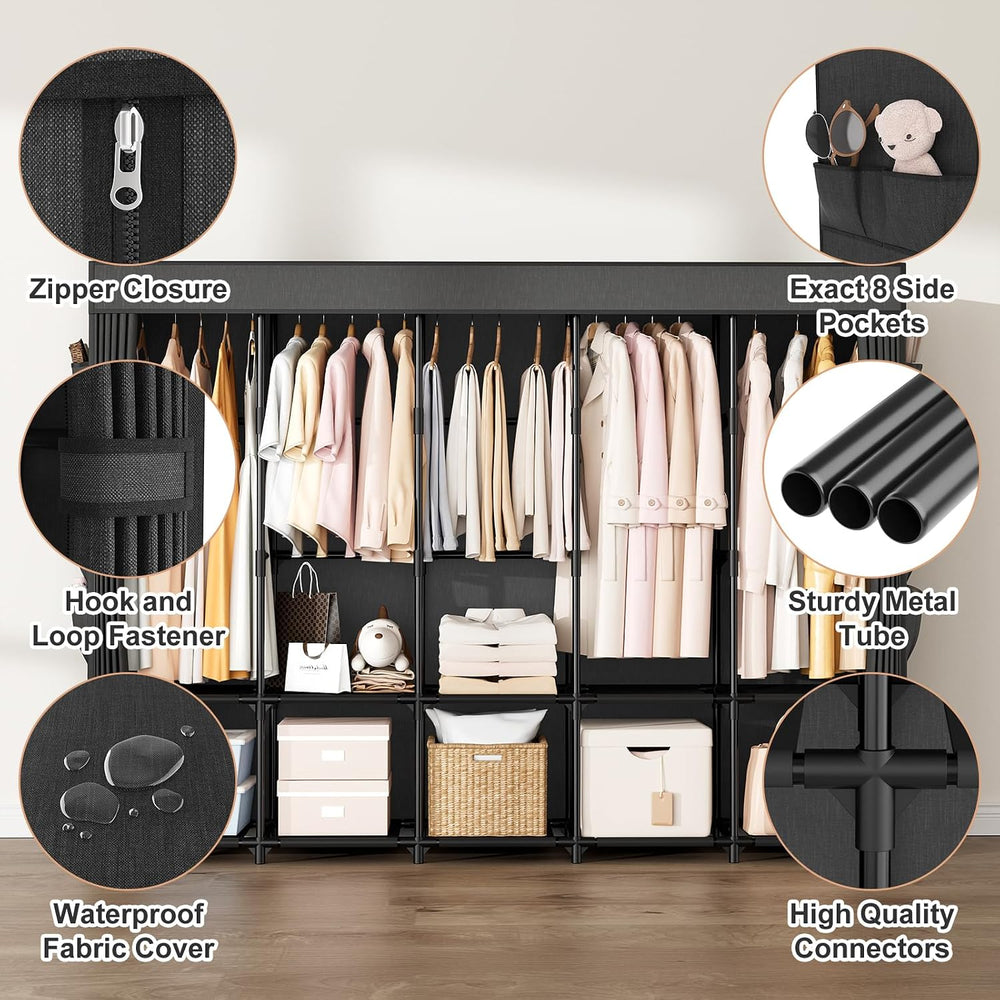 Portable Closet Storage, Portable Wardrobe Closet Organizer Clothes Rack wtih...