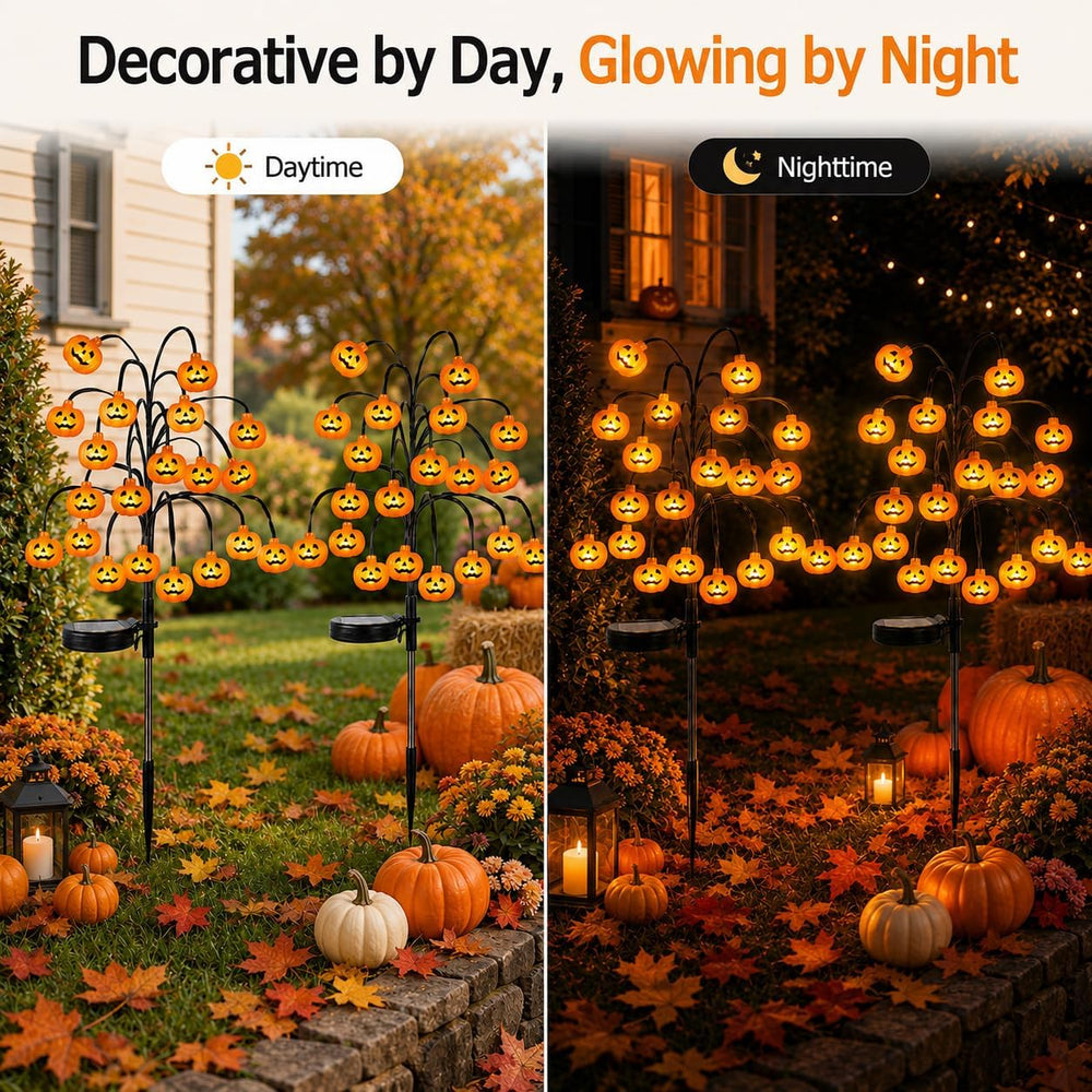 Halloween Pumpkin Lanterns, Solar Lights, Outdoor Pumpkin Tree Stake Lights