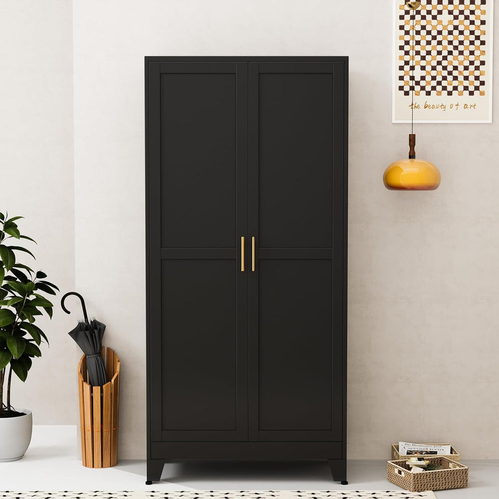 GAIOUS Metal Wardrobe Cabinet with Hanging Rod, Clothing Storage Cabinets