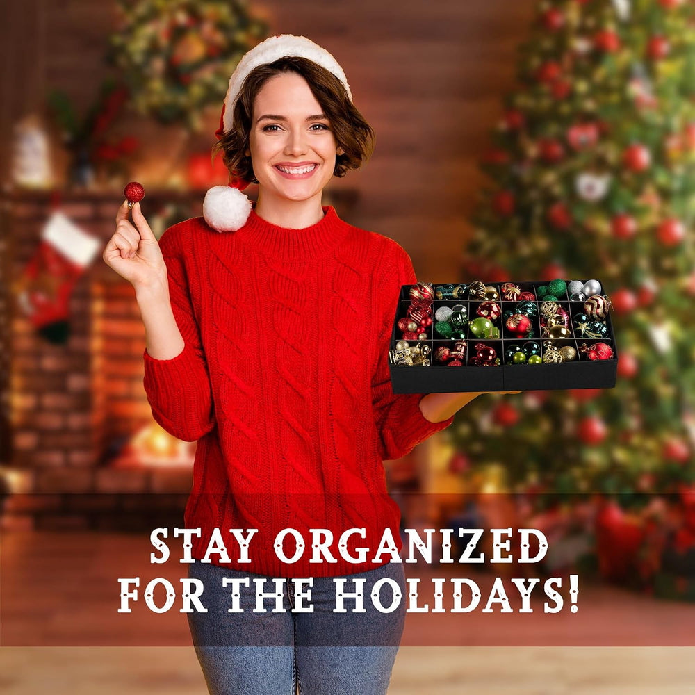 HOLDN’ STORAGE Christmas Ornament Storage Box with Dividers, Stores Ornaments...