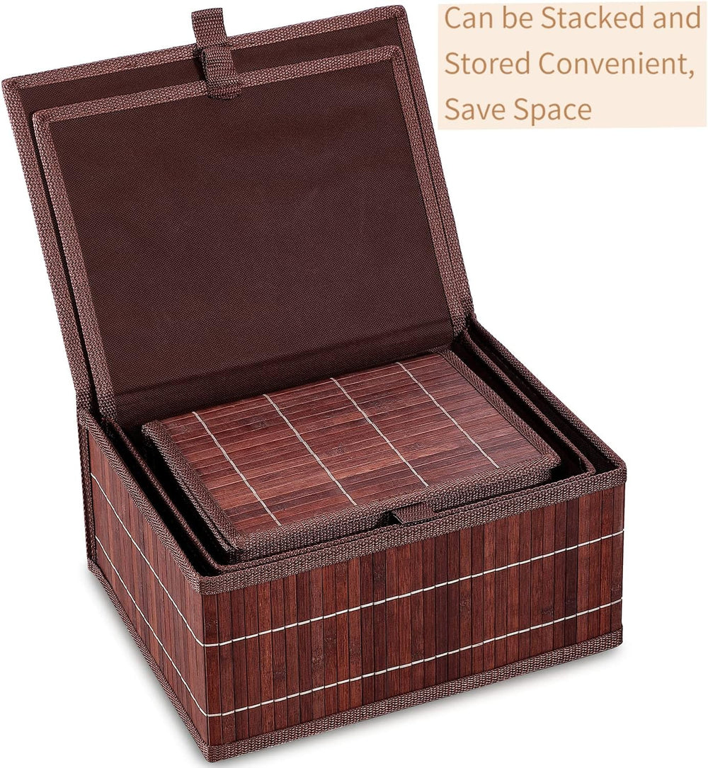 Bamboo Decorative Storage Boxes - Set of 3 Woven Lined Storage Basket with Li...