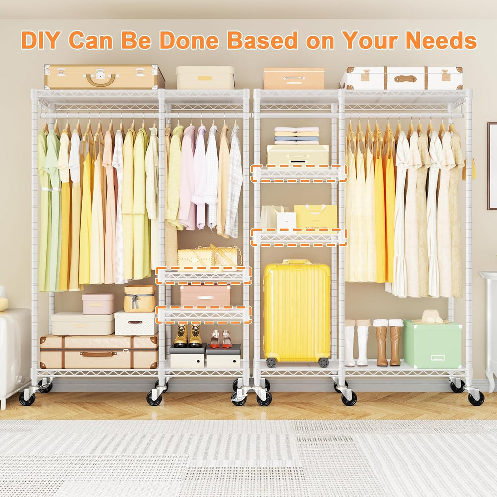 Ulif F4R Heavy Duty Clothes Rack（With Lockable Wheels ） Rolling Clothing Rack...