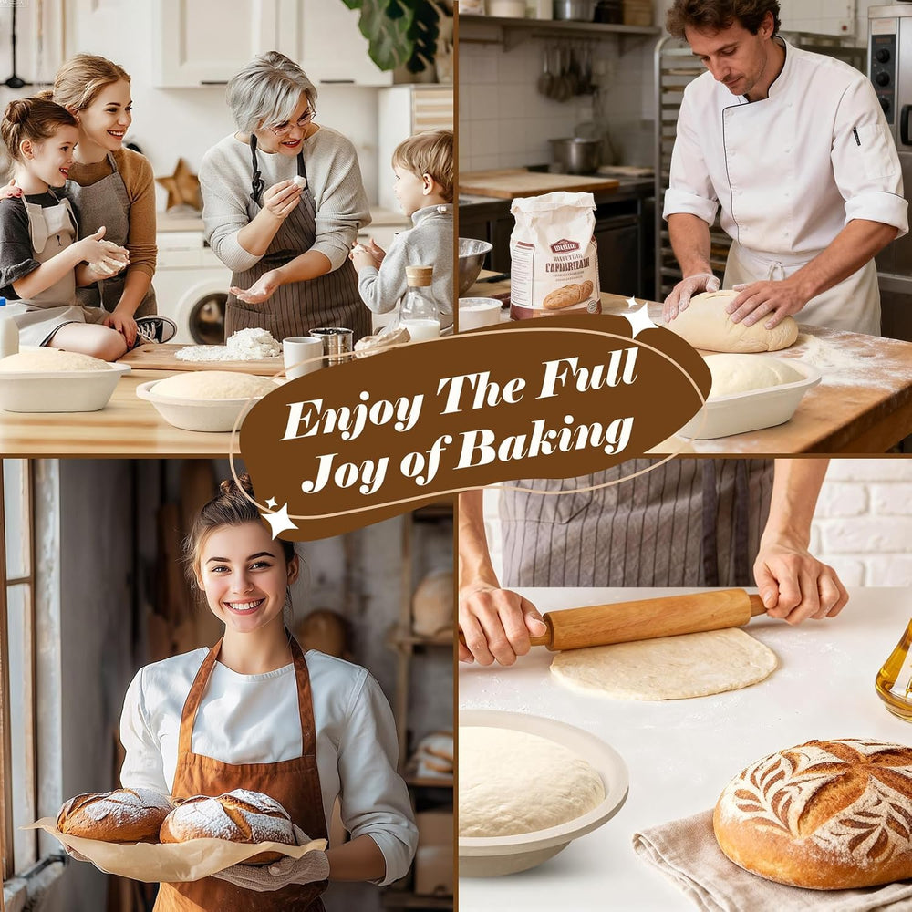 Non-Stick 10" Oval Wood Pulp Banneton Bread Proofing Basket Set Of 2, So...