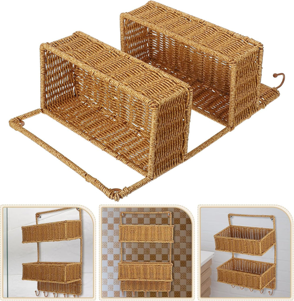 Cabilock Two-Tier Wall-Mounted Hanging Storage Basket