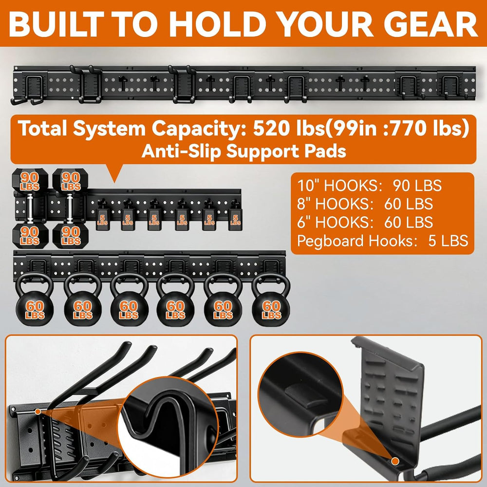 66" Garage Tool Organizer Wall Mount,Heavy Duty Adjustable Rack
