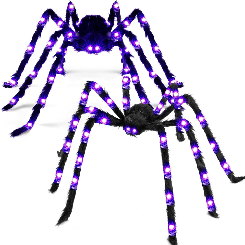 JOYIN 2 Pack 5 Ft Halloween Light Up Spiders Outdoor Decorations, Scary Giant...
