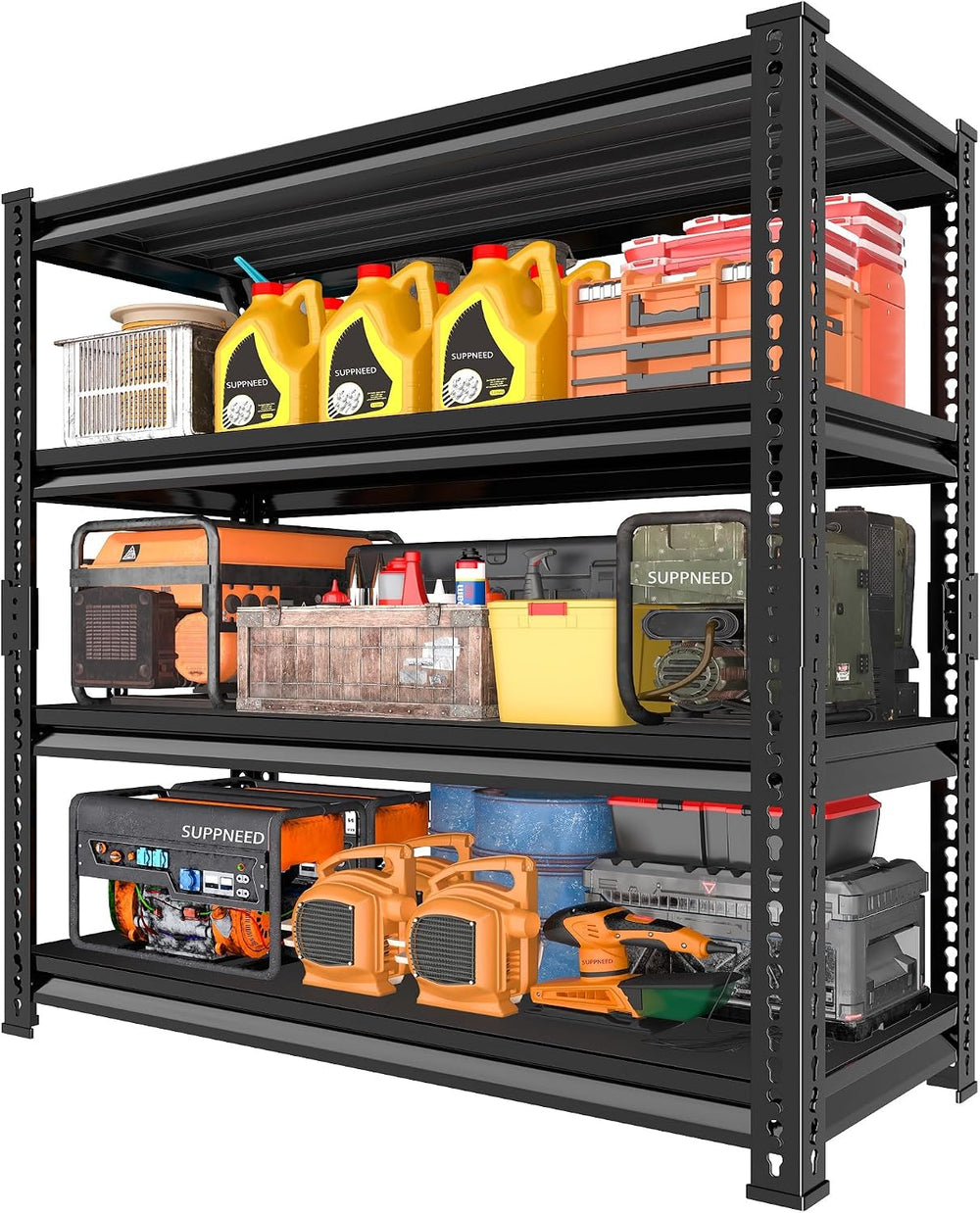 Metal Garage Shelving Unit: 47.2" W x 15.7" D x 72" H Black