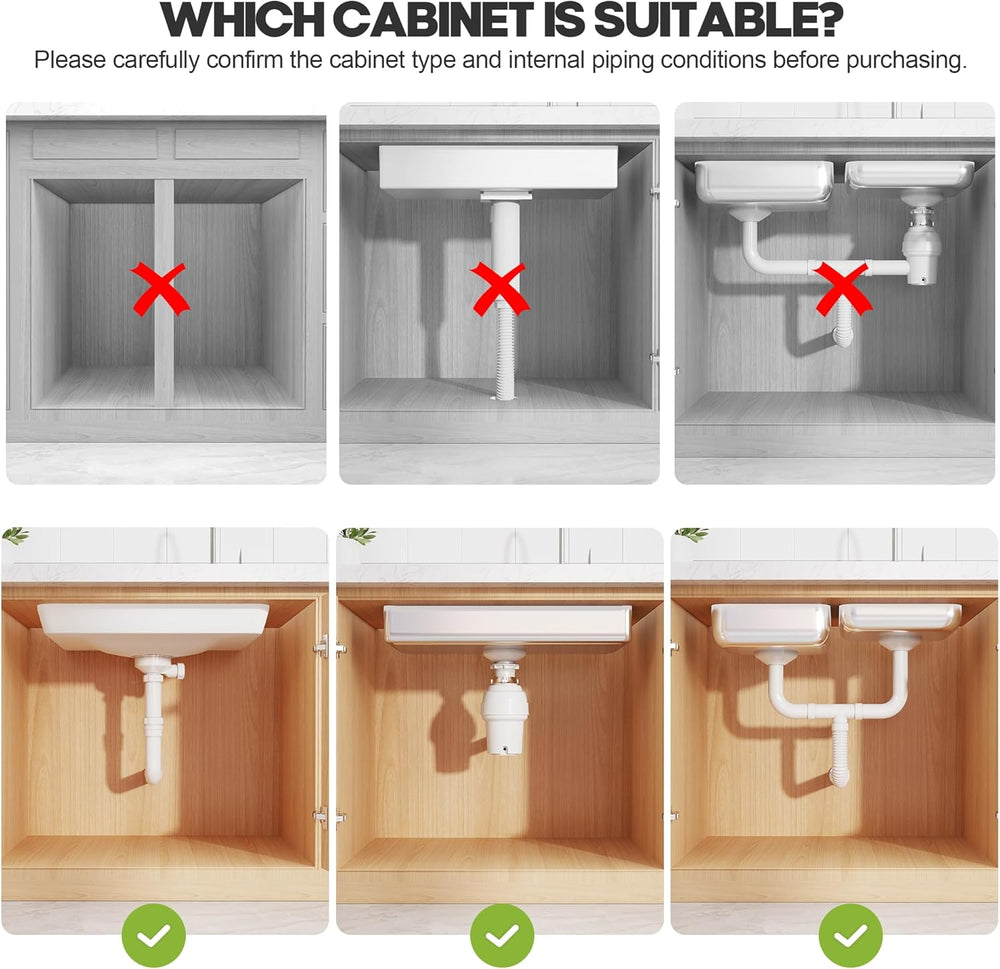 1 Pack Expandable Under Sink Organizers Storage With Upgrade Ball-Bearing Sli...