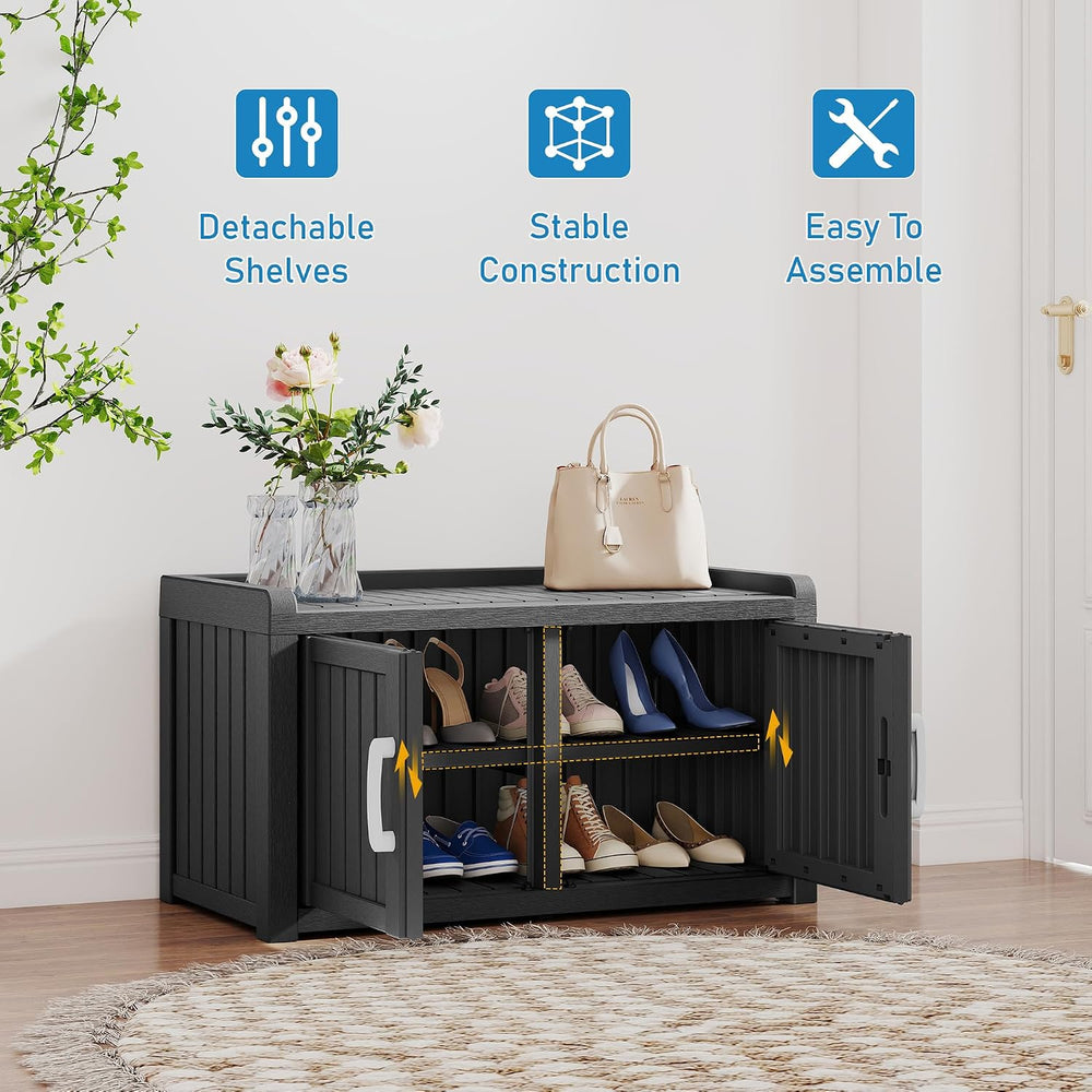 NUNU LAB Shoe Cabinet, Waterproof UV-Resistant Shoe Storage Cabinet with Adju...
