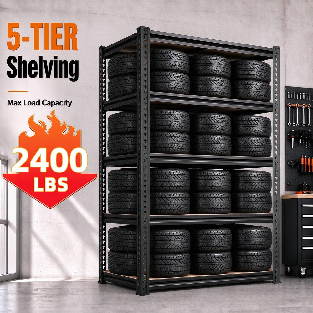 2 Pack Storage Shelves Heavy Duty, Garage Shelving Units, 2400LBS