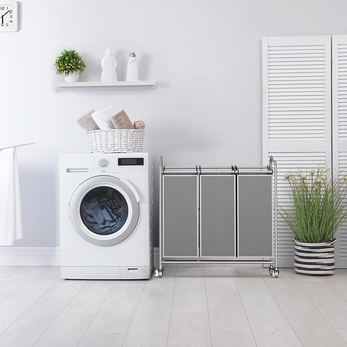 Simple Houseware Heavy-Duty 3-Bag Laundry Sorter Cart