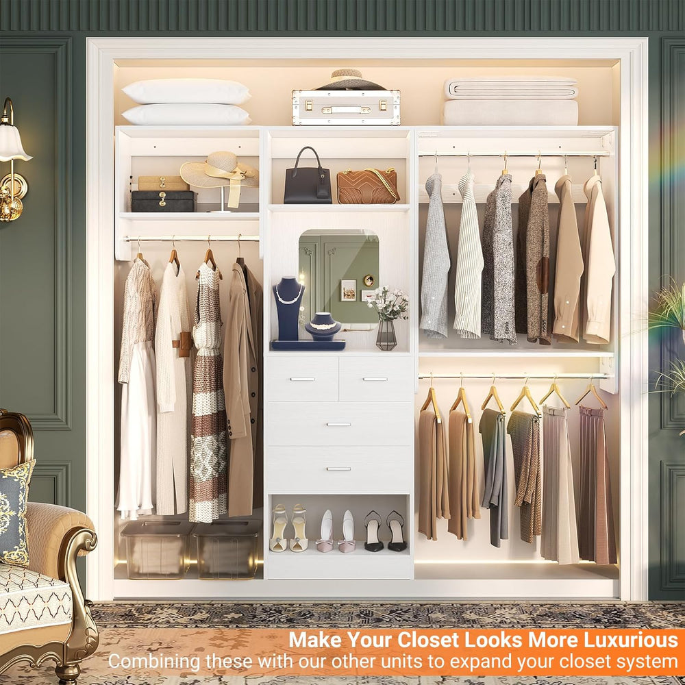 Unikito 36” - 60” Closet System, 5FT Walk in Closet Organizer Starter Kits wi...
