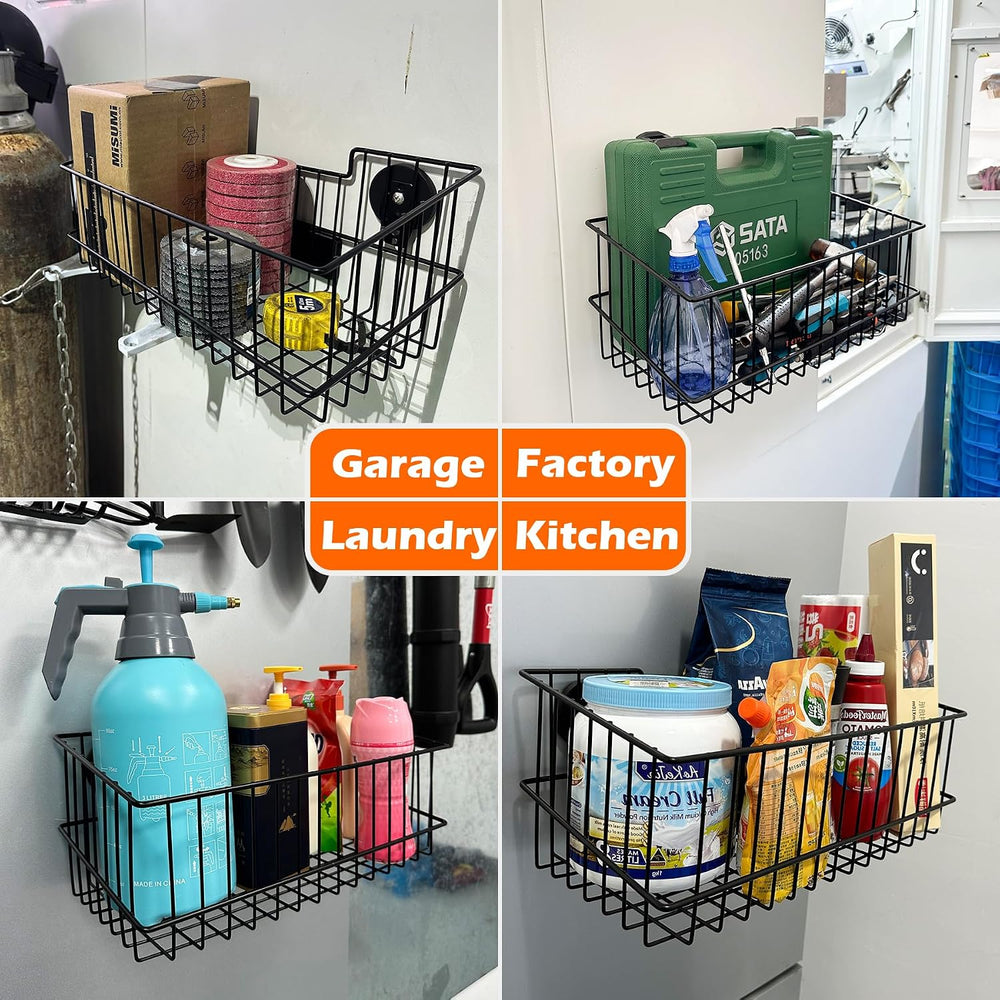 MUTUACTOR Heavy Duty Magnetic Basket,2PCS Solid Metal Magnet Storage Shelves ...