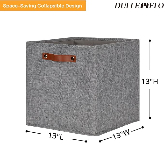 DULLEMELO Fabric Storage Cubes, 13 inch Cube Stroage Bins (4 Pack)