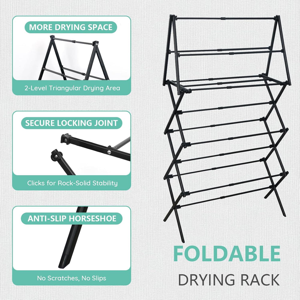 ZOES HOMEWARE 4 Tier Clothes Drying Rack Foldable | Foldable Clothing Drying ...