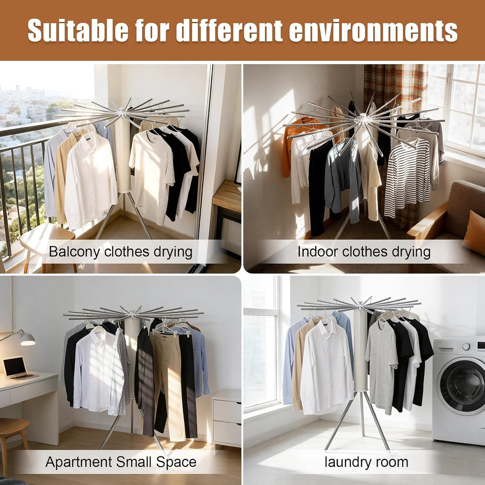 Clothes Drying Rack Tripod, Large Capacity Portable Laundry Drying Rack, Spac...