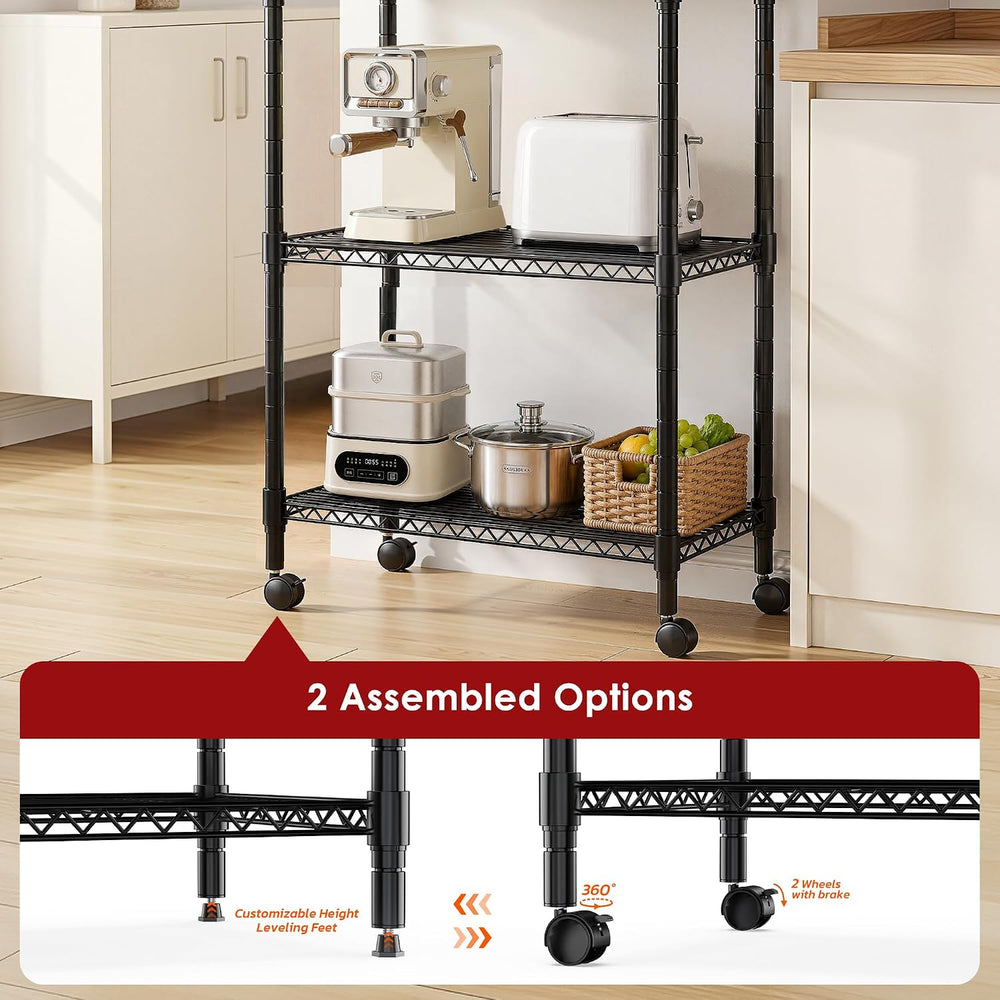 Simple Deluxe 4-Tier Heavy Duty Adjustable Storage Shelf with Wheels, 23.23”W...