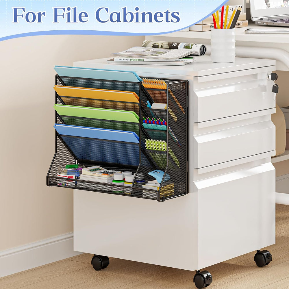Jakyitvi 5-Tier Magnetic File Organizer R-Shaped Base Wall Hanging Black