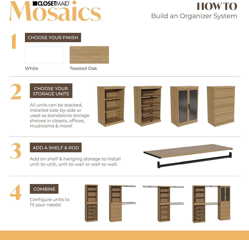 ClosetMaid Mosaics 3 Shelf & Door Storage Cabinet, Stackable, Customizabl...