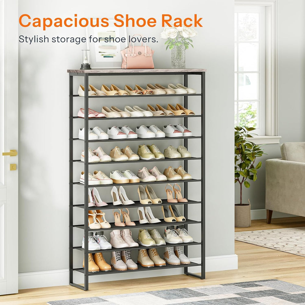 HOOBRO 10-Tier Shoe Rack for Entryway, 39.4" L Shoe Storage Organizer, L...