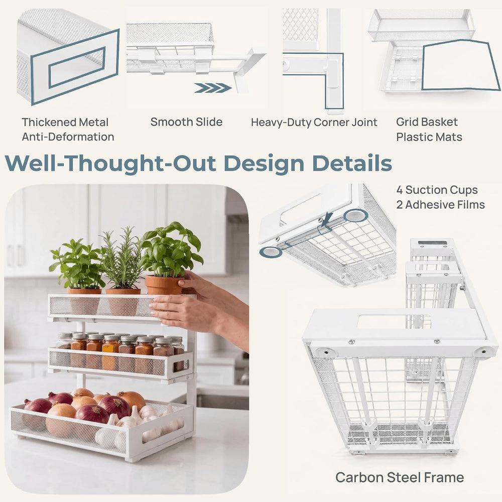 3-Tier Under Sink Organizer, Pull-Out Drawers, 2-Pack White