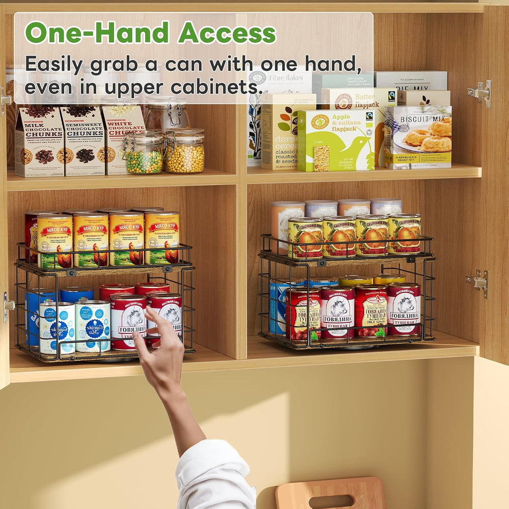 360° Rotating Lazy Susan Can Organizer for Pantry, Holds 26 Cans, Black