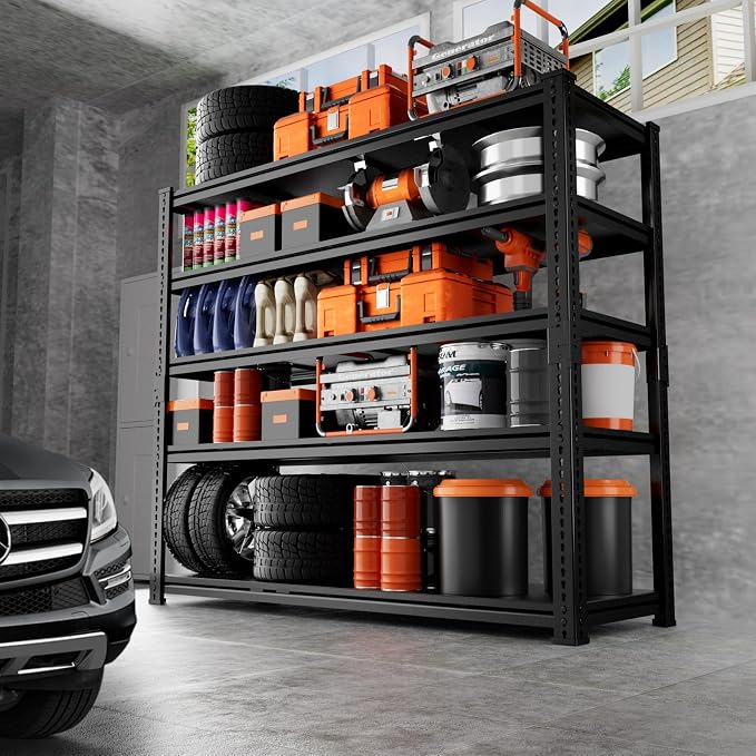 Storage Shelves Heavy Duty 2 PCS, 5-tier Adjustable Metal Industrial Utility