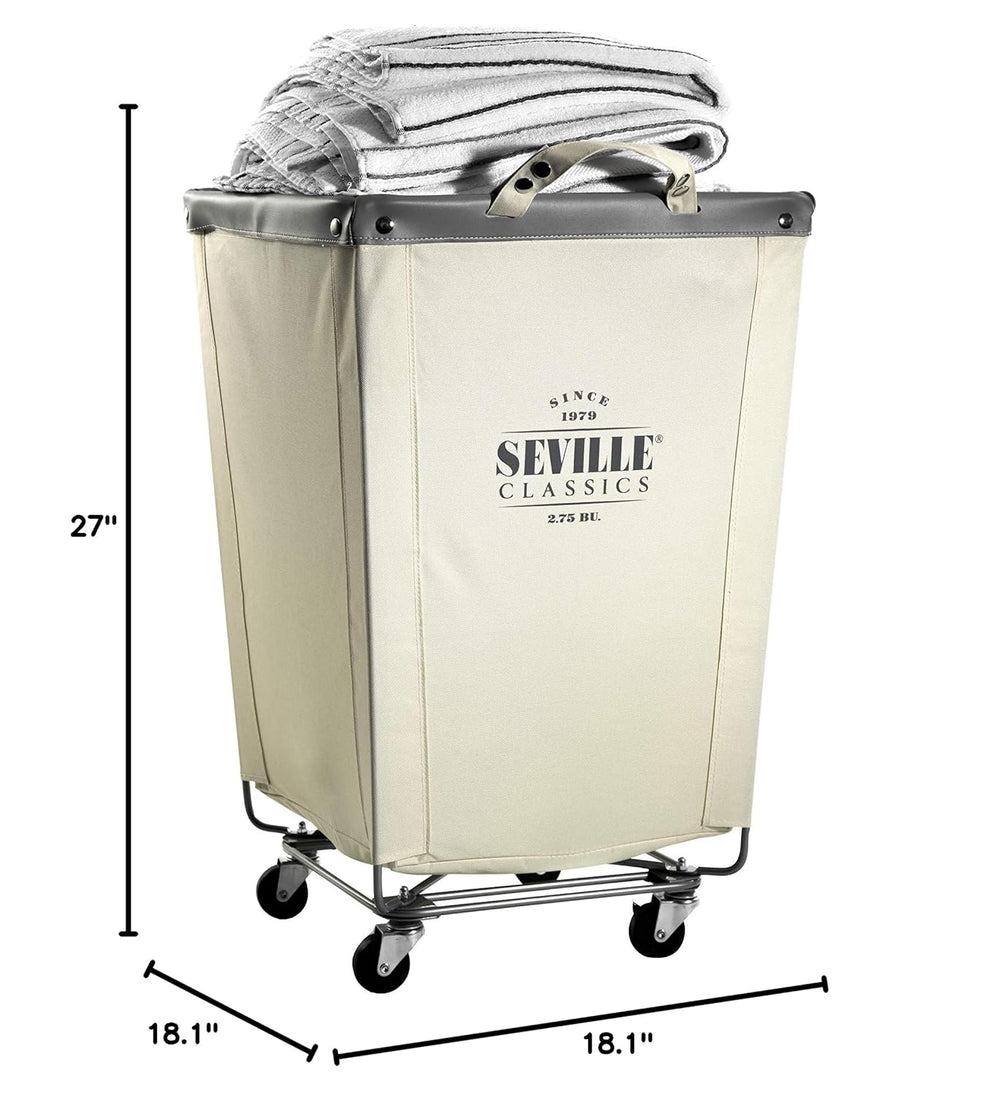 Seville Classics Large Commercial Heavy Duty Rolling Steel Frame Laundry Hamp...