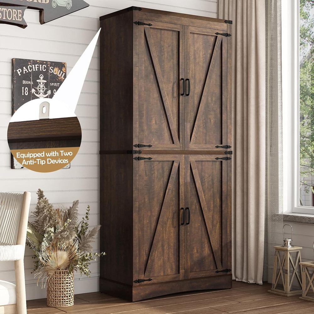 chartustriable 71in Farmhouse Kitchen Pantry Cabinet,Tall Storage Cabinet wit...