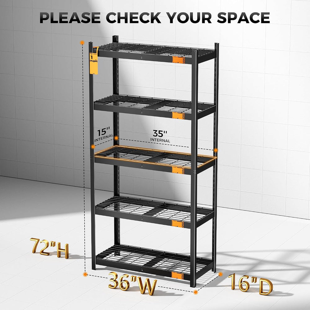 CAMMOO 3500LBS Storage Shelves, 5 Tier Wire Shelf 36" W x 16" D x 7...