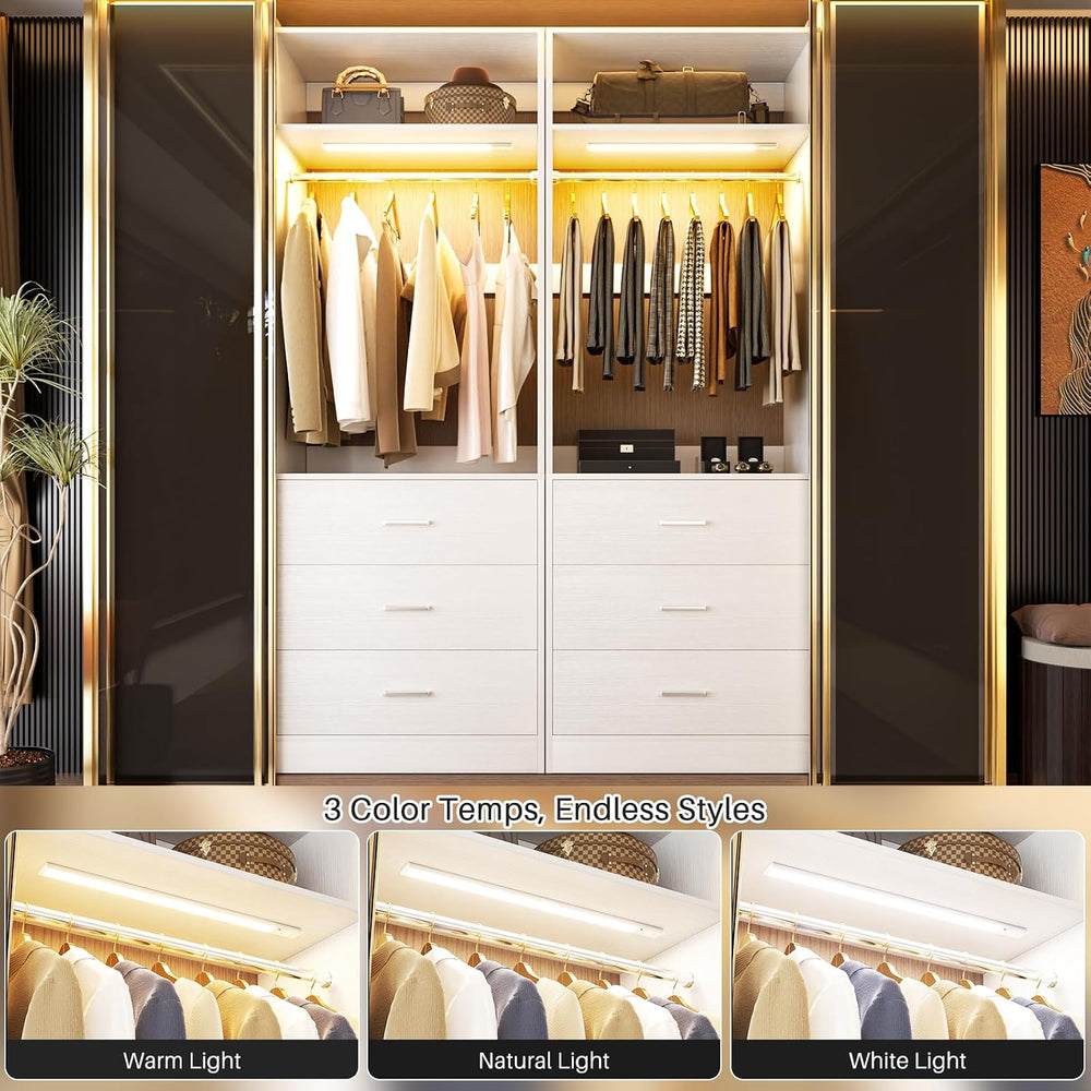 Besiost Freestanding Closet Systems with 4 Motion Sensor LED Lights, 4 Set