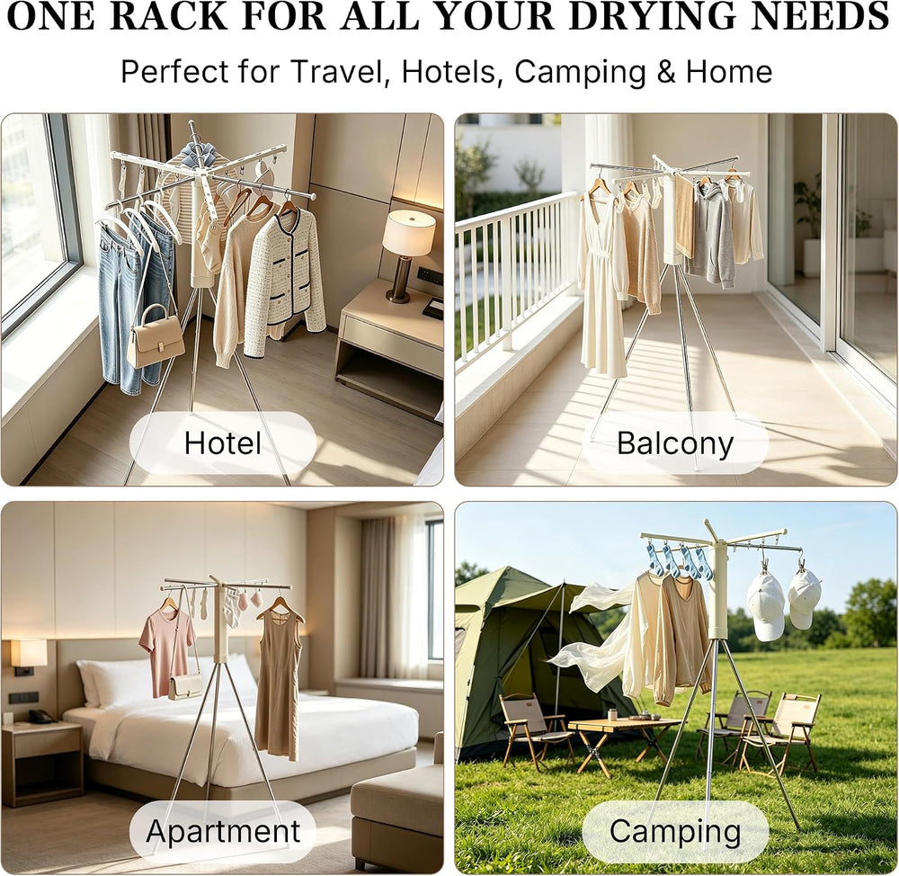 Foldable Clothes Drying Rack, Adjustable Windproof Laundry Drying Rack with G...