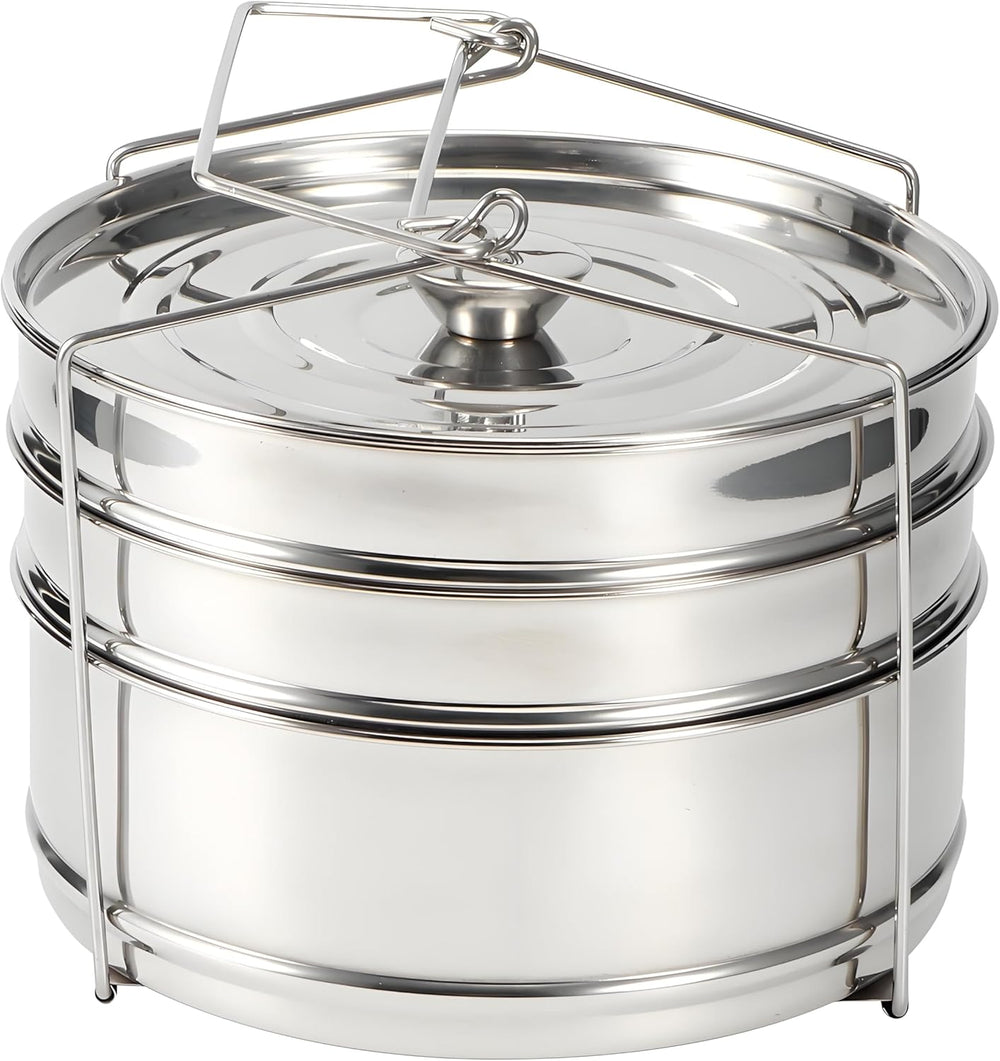 3-Tier Stackable Steamer Insert Pans, Stainless Steel for 6Qt 8Qt Pot
