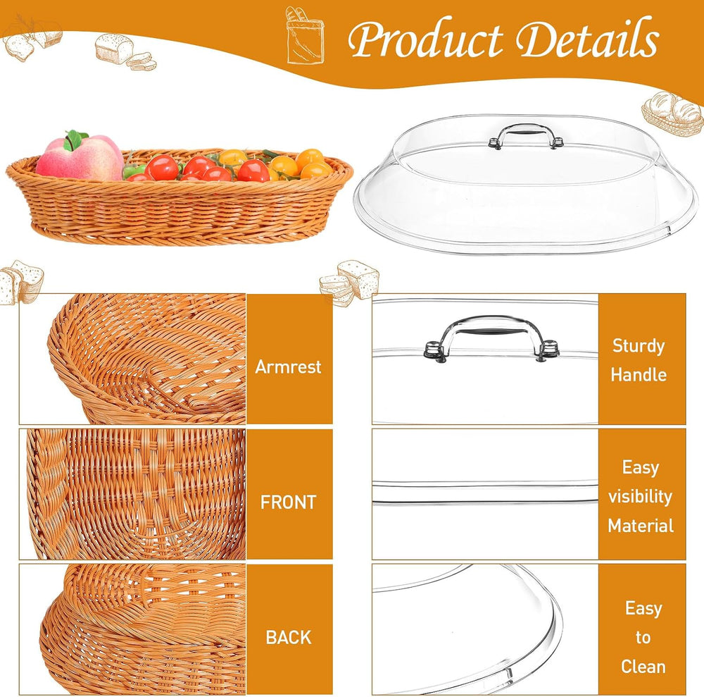 Hushee 2 Set Bread Basket with Lid,15.75 x 11.81 Inch