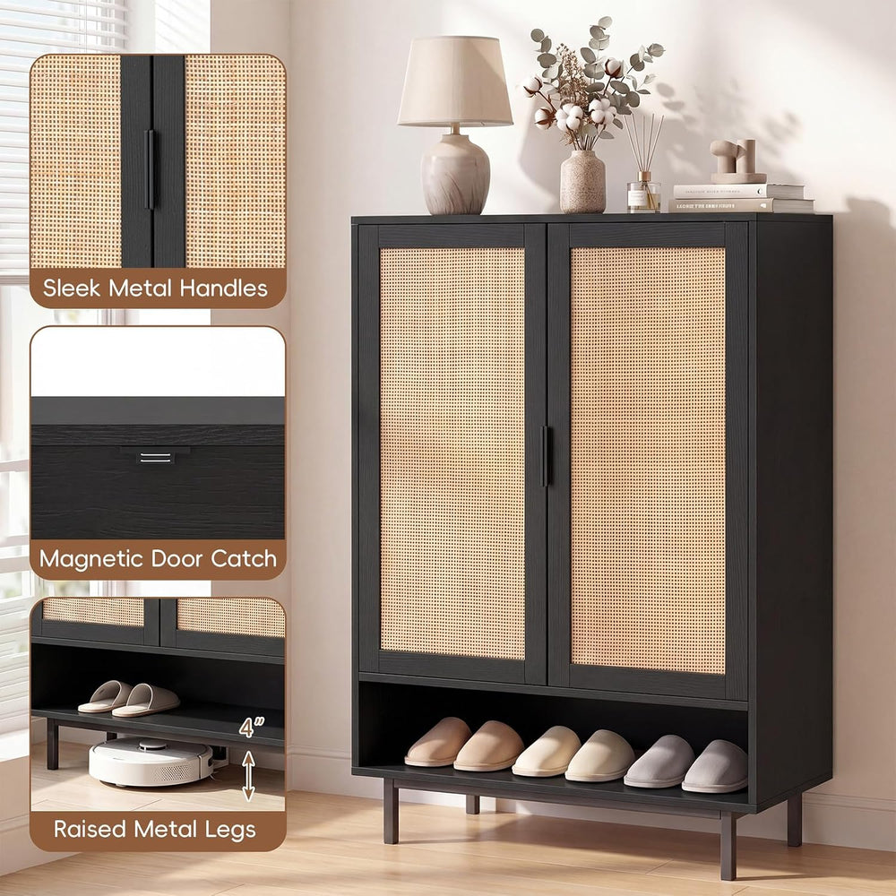 LOKO Shoe Storage Cabinet, Freestanding Hidden Shoe Cabinet (Black)