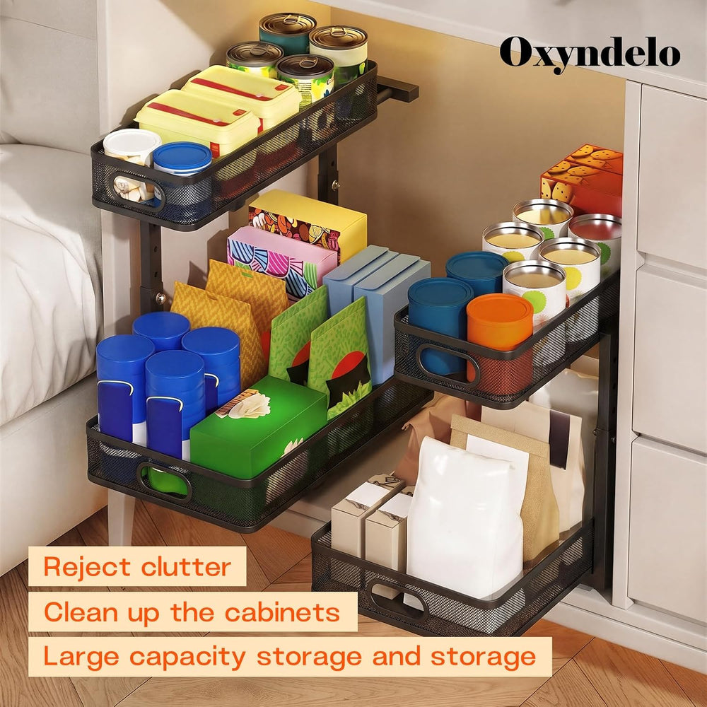 2-Tier Under Sink Organizer, Metal Pull-Out, Black