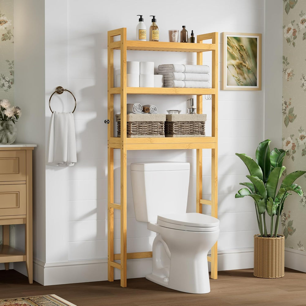 Smiry Bamboo Over The Toilet Storage Cabinet, 3 Tier, Natural