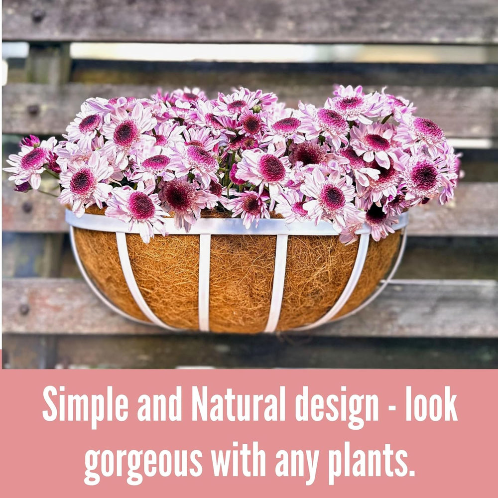 LaLaGreen Window Planter Box (16 Inch, 2 Pack) White Metal Deck Railing Flowe...
