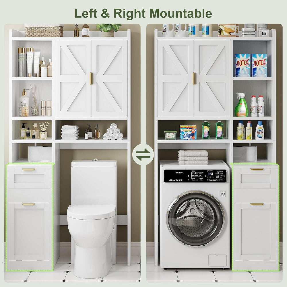 Over the Toilet Storage Cabinet with Hidden Odor-Proof Trash Can&Toilet P...