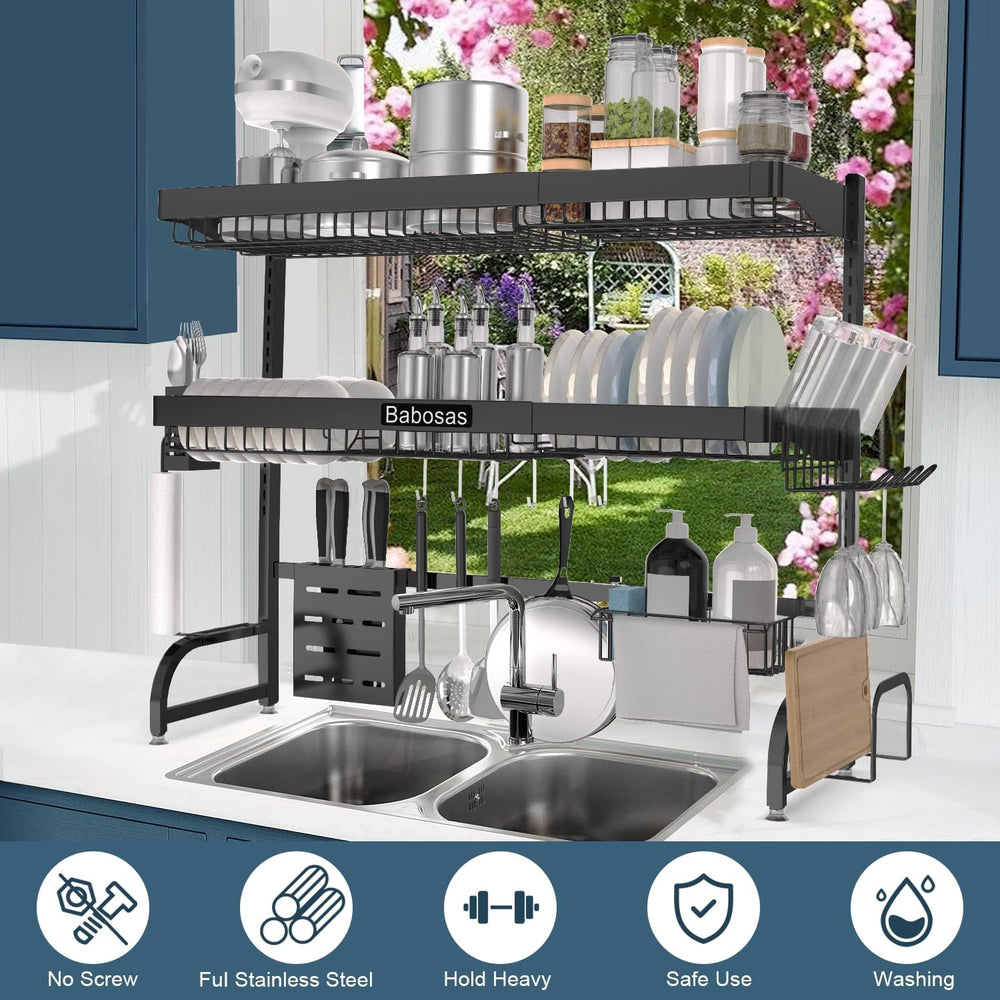 Over The Sink Dish Drying Rack,3 Tier Adjustable Length (25.5'' to 37...