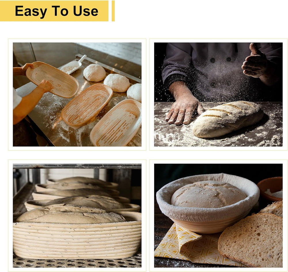 Geetery 6 Pack Bread Banneton Proofing Baskets 10 Inch Oval and 9 Inch Round ...