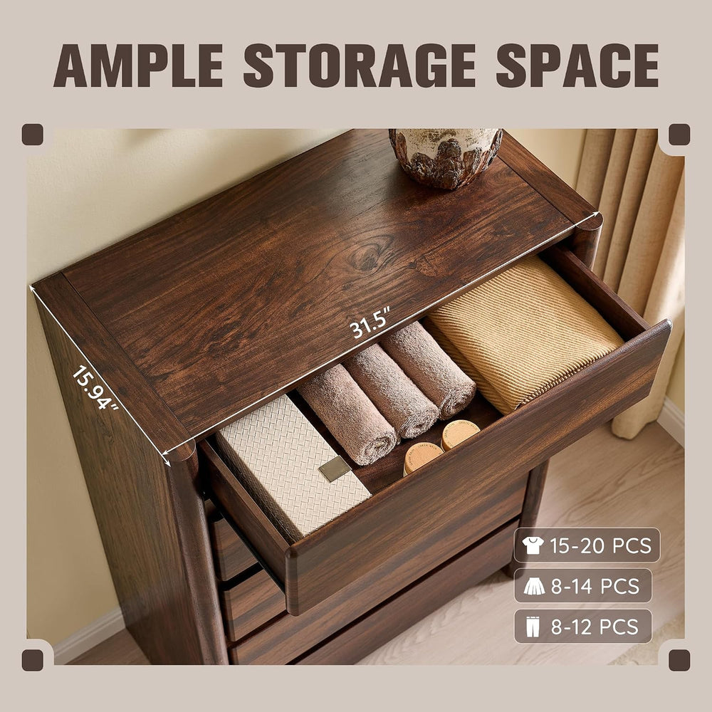 Modern 5 Drawers Dresser for Bedroom, Chests of Drawers-Brown